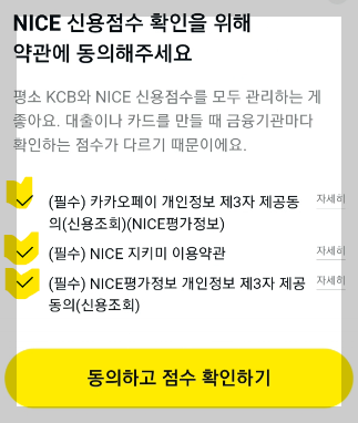 NICE 나이스 약관 동의 사진