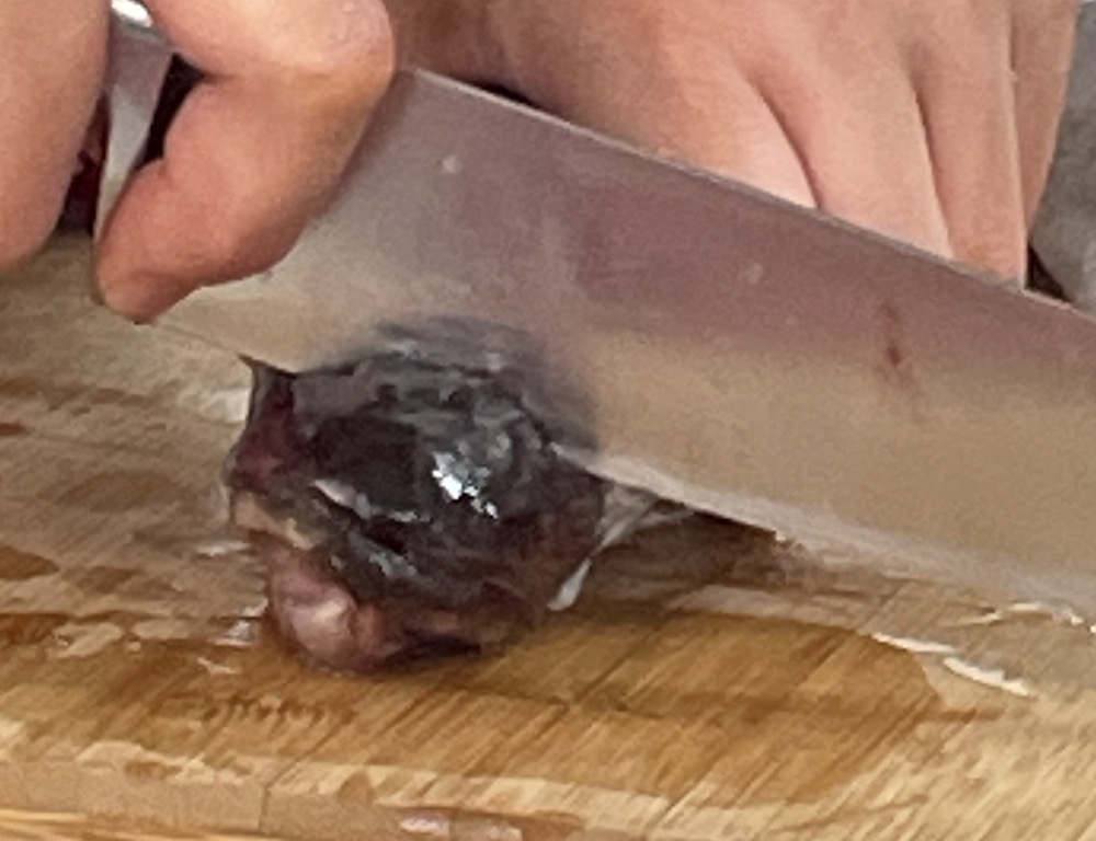 한식조리기능사 실기시험 준비 - 생선찌개 - 주둥이 자르기