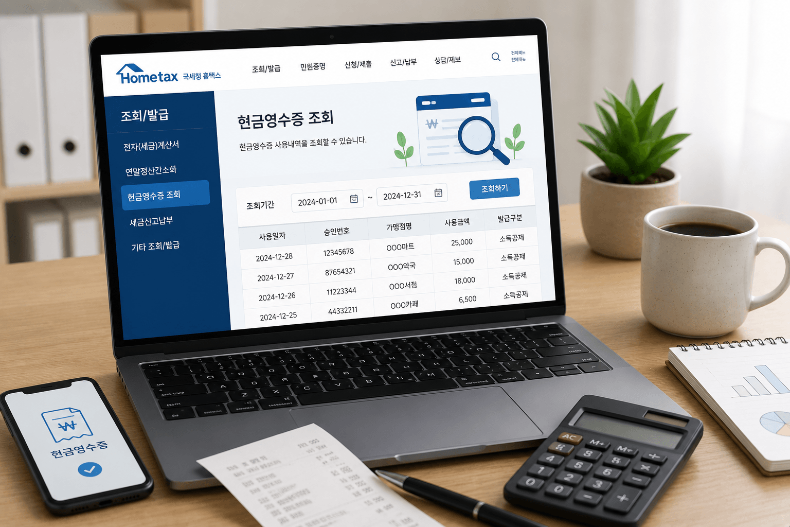 홈택스 현금영수증 조회 방법