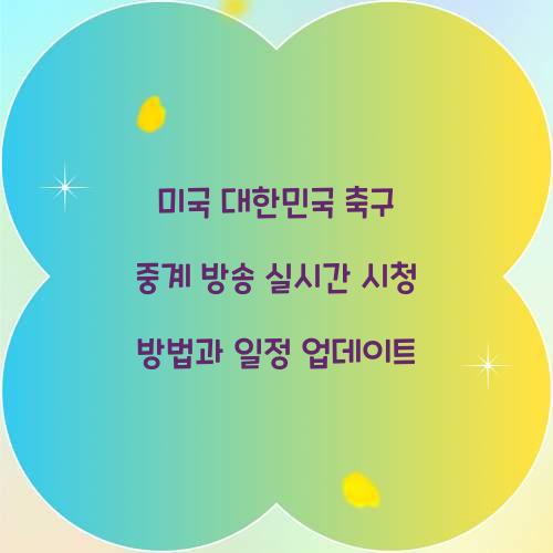 미국 대한민국 축구 중계 방송