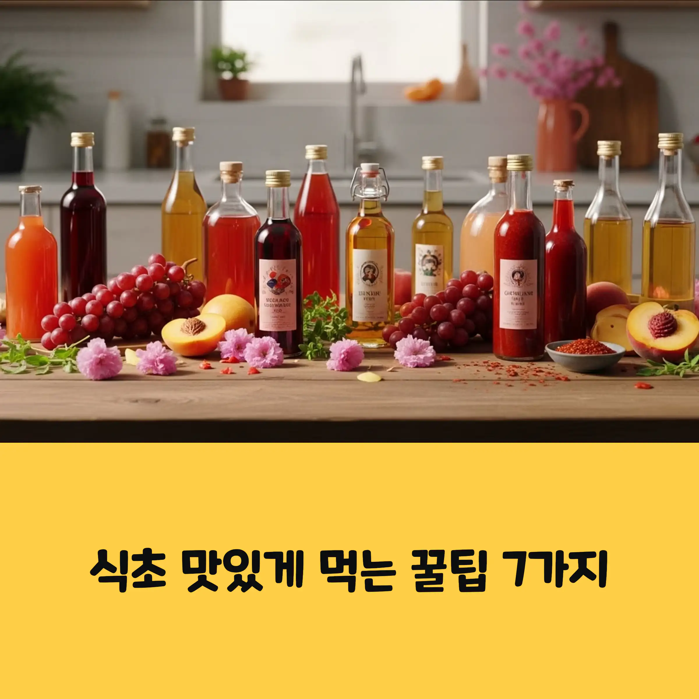 여러 종류의 식초가 늘어져있다.