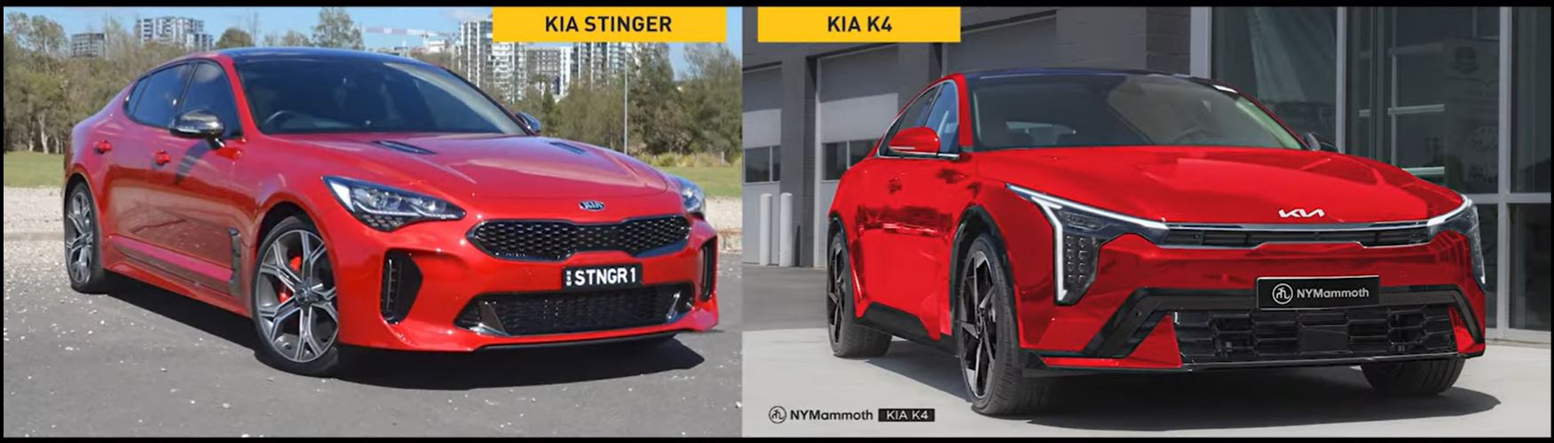 기아 스팅어와 기아 K4 예상도