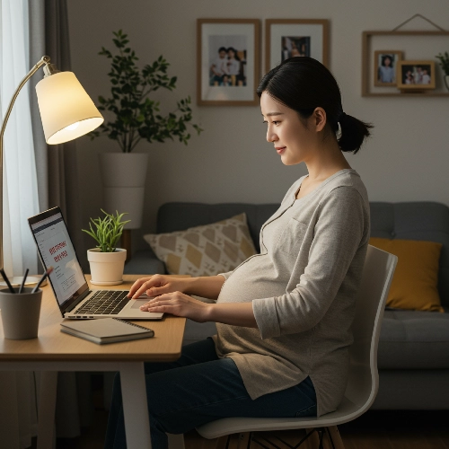 여성건강지원금에 대해서 알아보고 있는 여성의 모습