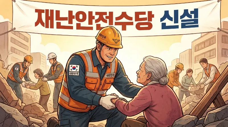 2026년 신설된 재난안전수당을 설명하는 현장 공무원 이미지