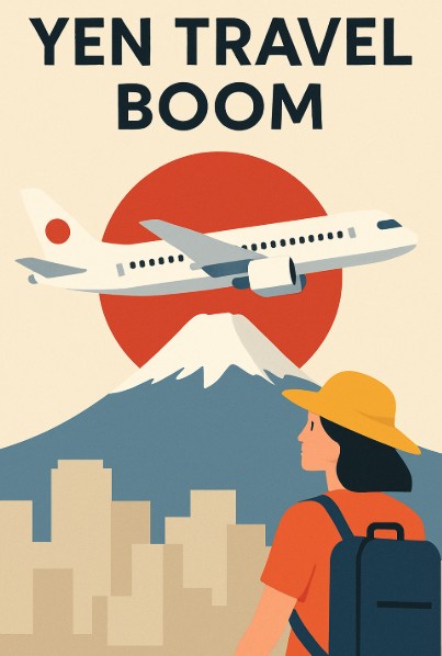 엔저로 인한 일본 여행 붐 관련 그림