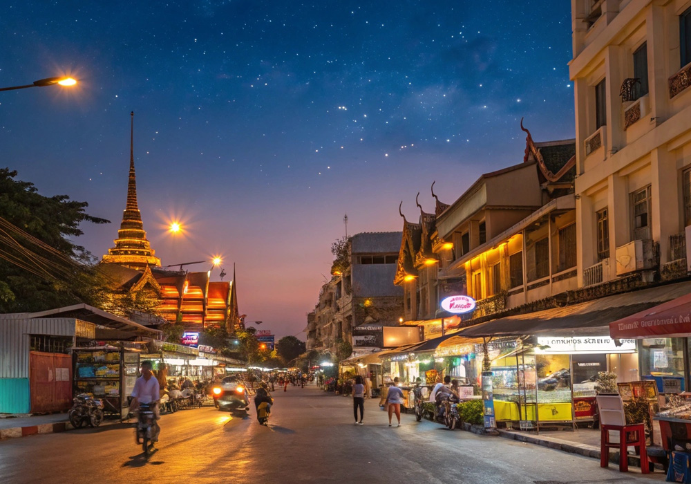 방콕 카오산로드의 밤거리