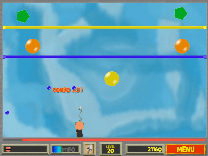 작살을-발사하여-버블을-터트리는-화면