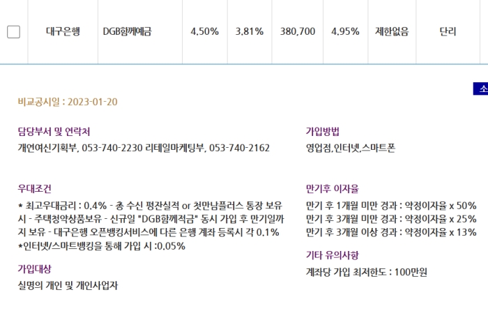 대구은행 금리 정보