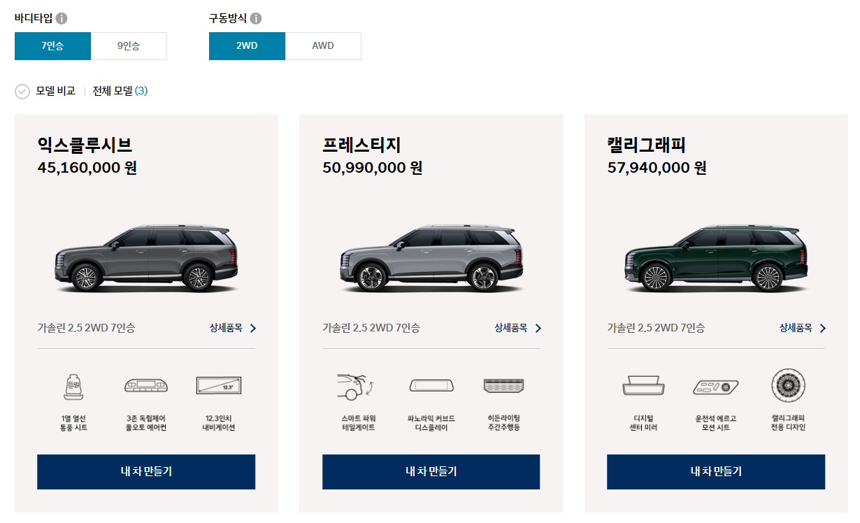 디 올 뉴 팰리세이드 견적