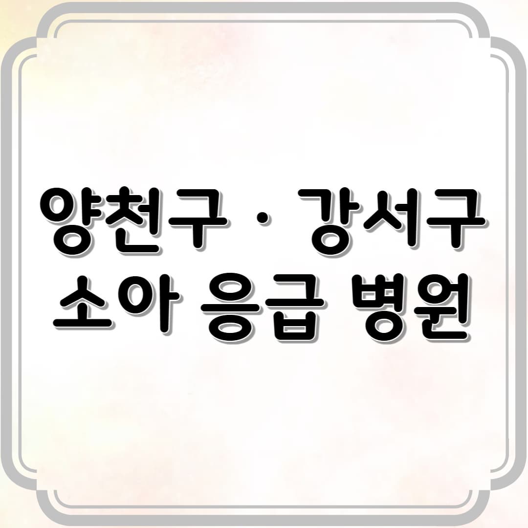 양천구, 강서구 소아 응급실 운영 병원