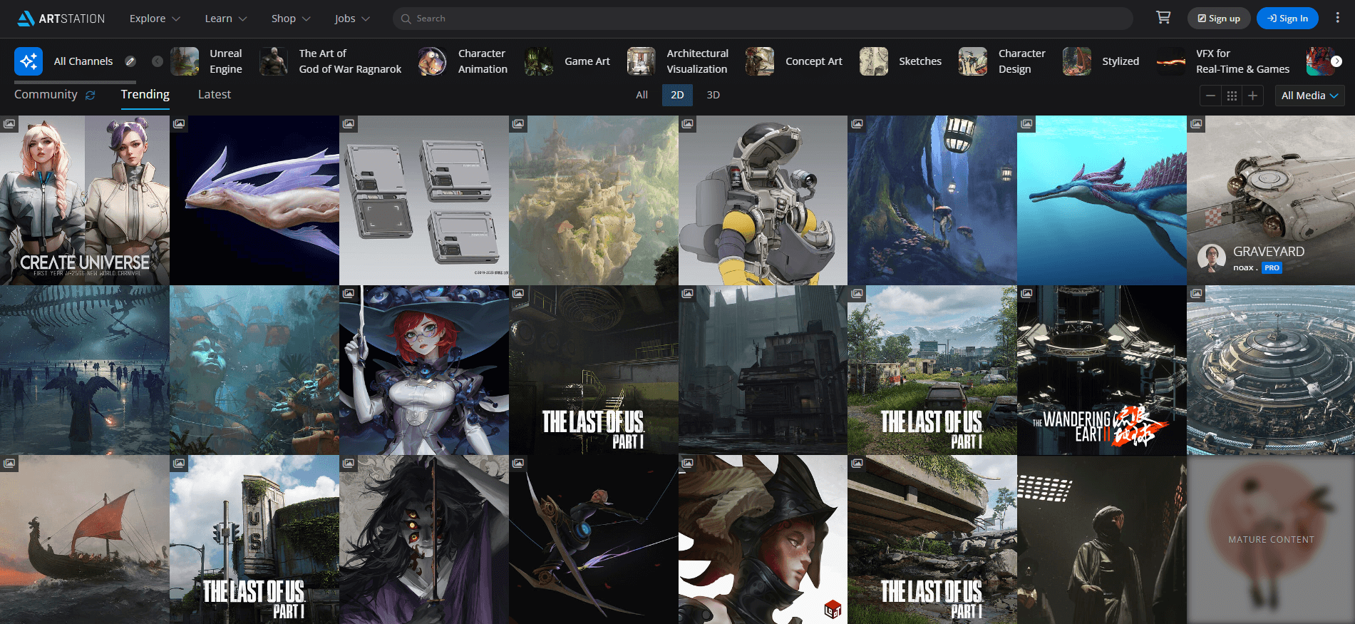 아트스테이션(Artstation) 홈페이지