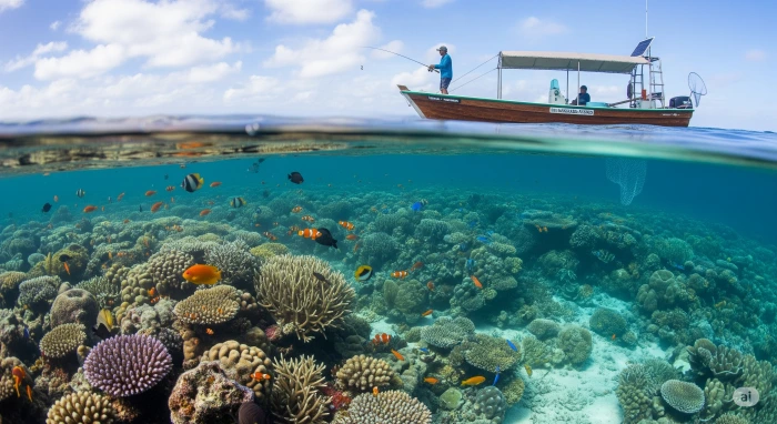 산호초 복원과 지속 가능한 어업을 표현한 이미지