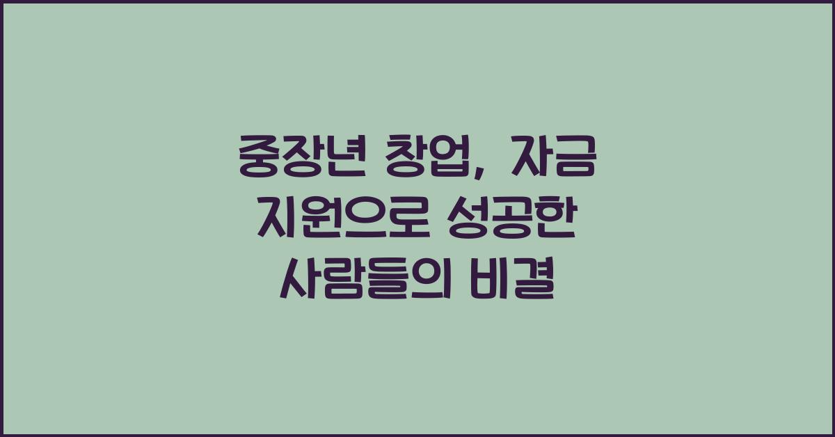 중장년 창업, 자금 지원