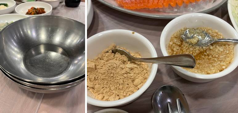 냉면그릇과 콩가루, 마늘장