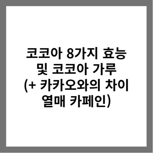 코코아 8가지 효능 및 코코아 가루 (+ 카카오와의 차이 열매 카페인)