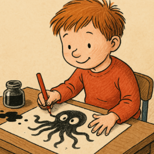 주인공이 그림을 그리는 모습