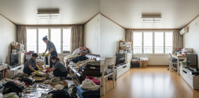 고성 고독사청소 후 정리 모습