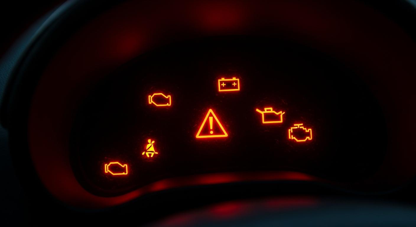 자동차 경고등 느낌표 빨간색