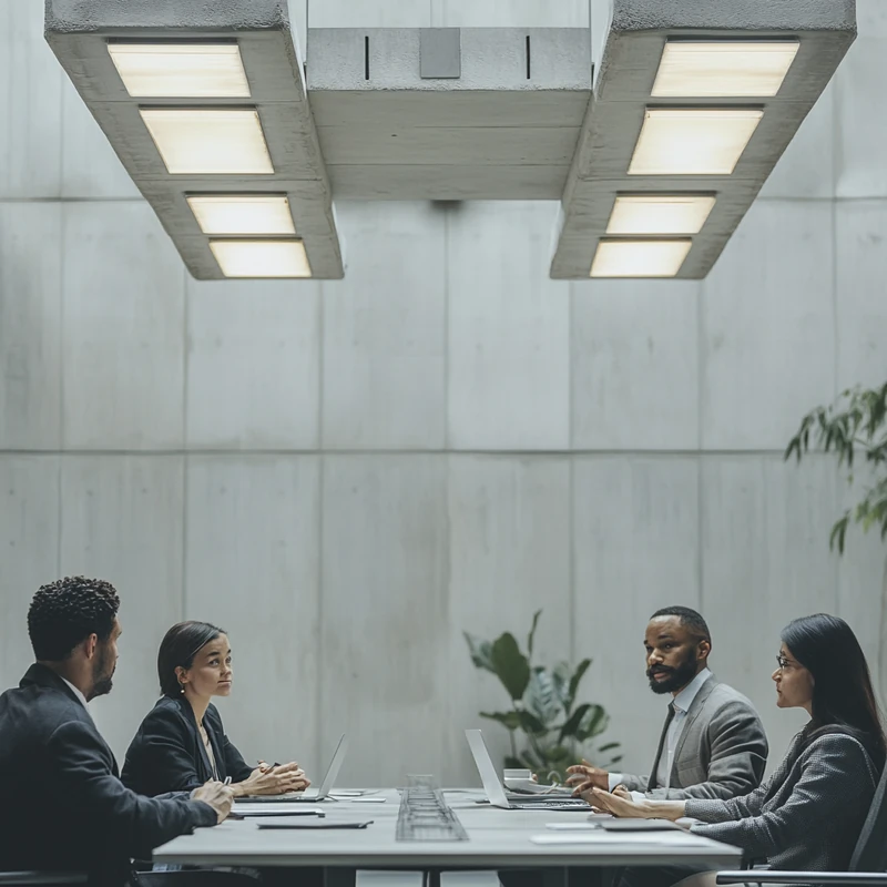 현대 회의실에서 전문 직종의 다양한 사람들이 전략적인 금융 토론에 참여하는 장면. 밝은 조명 아래 협력과 다양성이 강조되는 순간으로, 연금 ETF와 금리 변화의 영향을 분석하는 상황을 묘사합니다. 주요 키워드에는 금리 변화, 투자 논의, 전략적 금융이 포함됩니다.