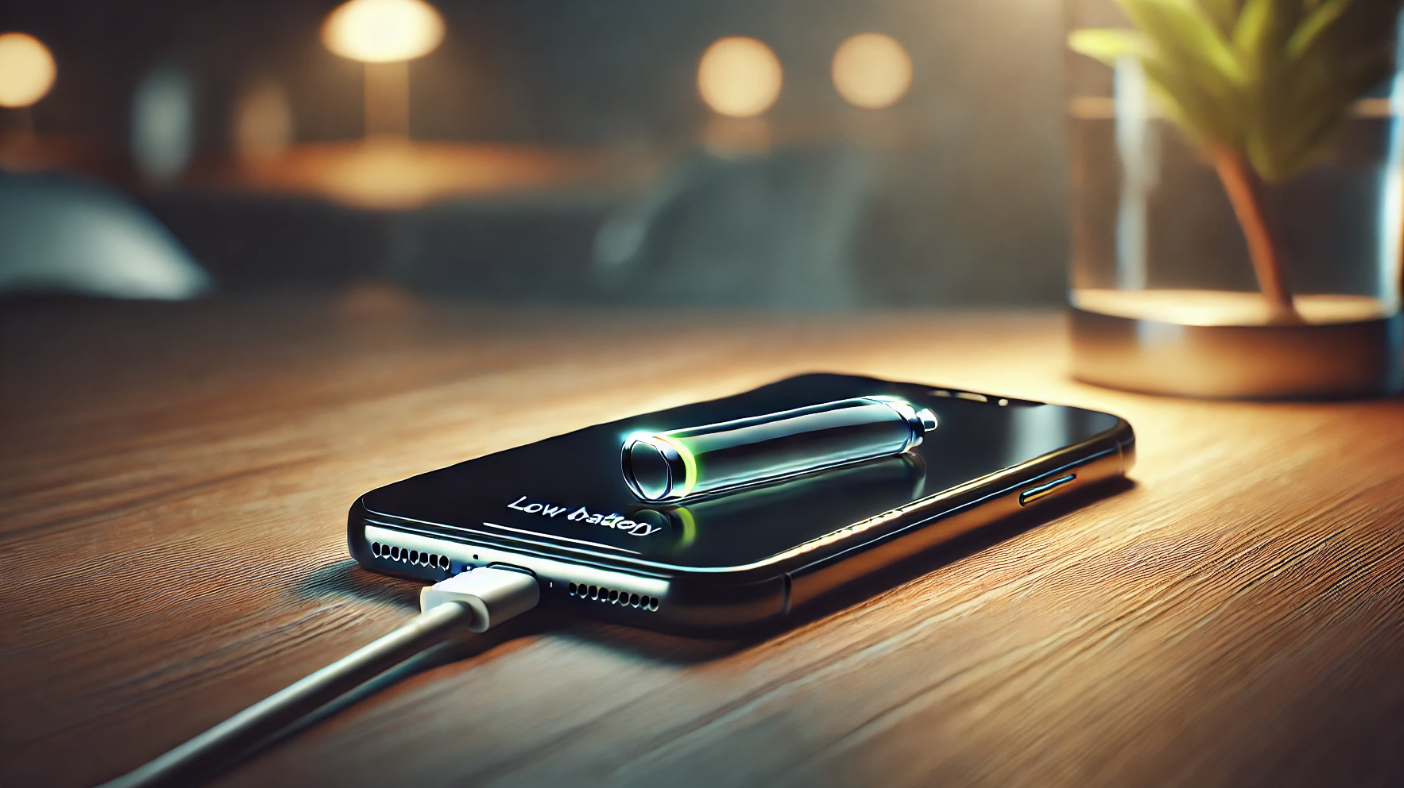 충전 중인 아이폰, 배터리 아이콘에서 낮은 배터리를 표시