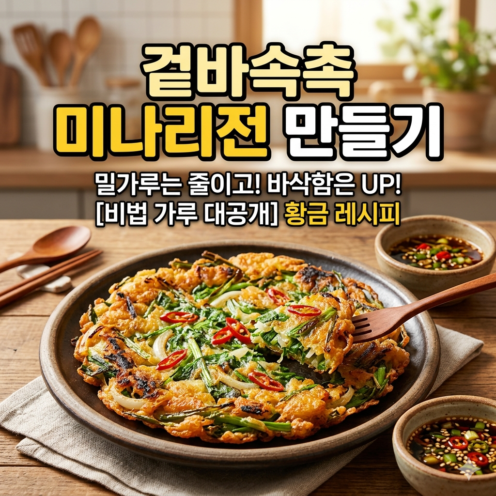 겉바속촉 미나리전 만들기: 밀가루는 줄이고 바삭함은 살리는 황금 레시피 (비법 가루 공개)