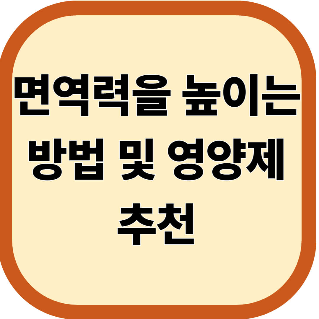 면역력을 높이는 방법 및 영양제 추천