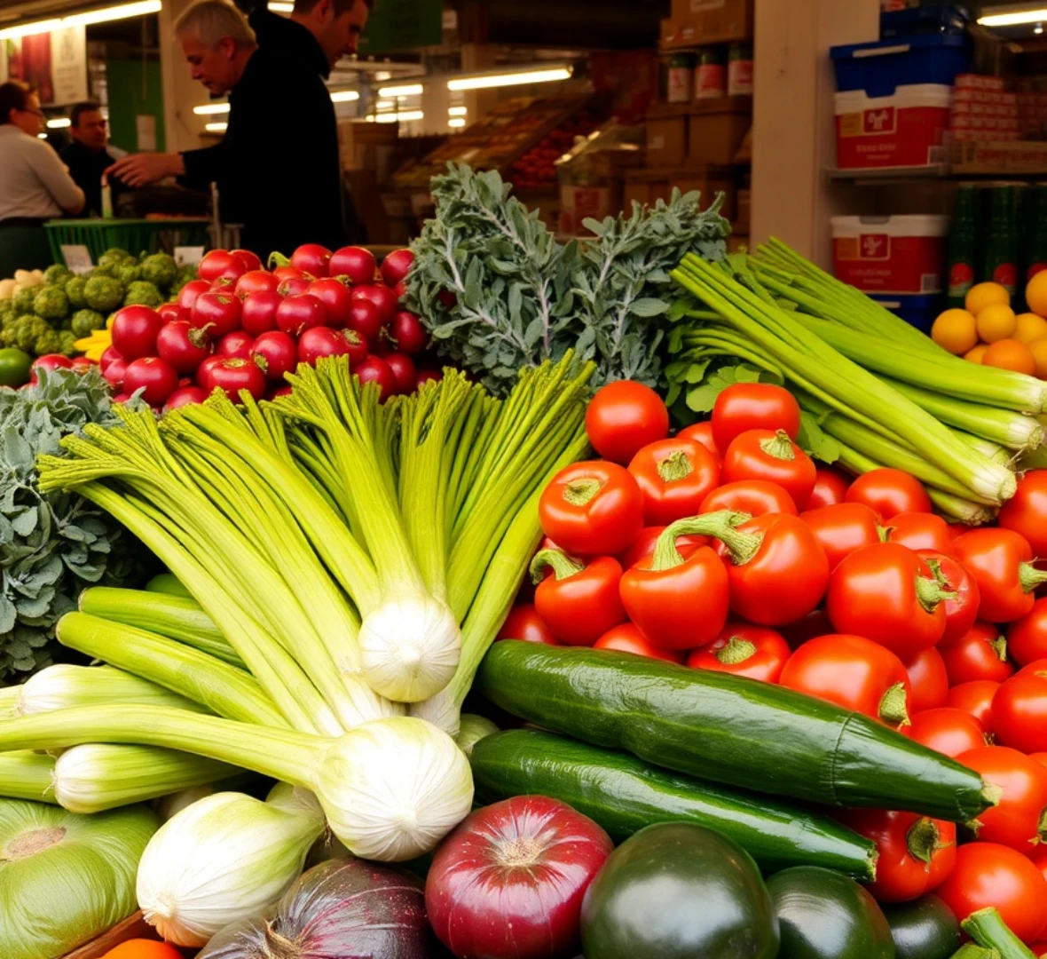 민생회복 지원금을 사용할 수 있는 마트의 채소 진열대를 보여주고 있다.