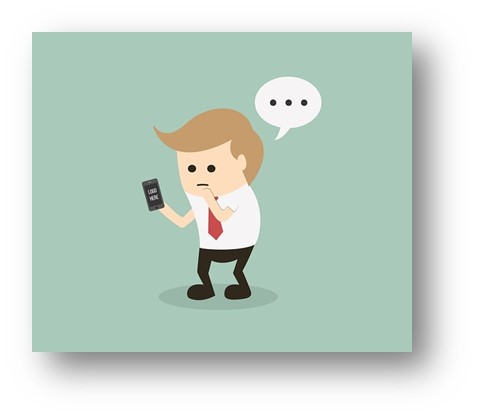 앱이 계속 작동하지 않아서 고민하고 있는 남자의 모습