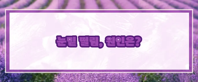 눈밑이 떨리는 증상 (+원인과 해결법)