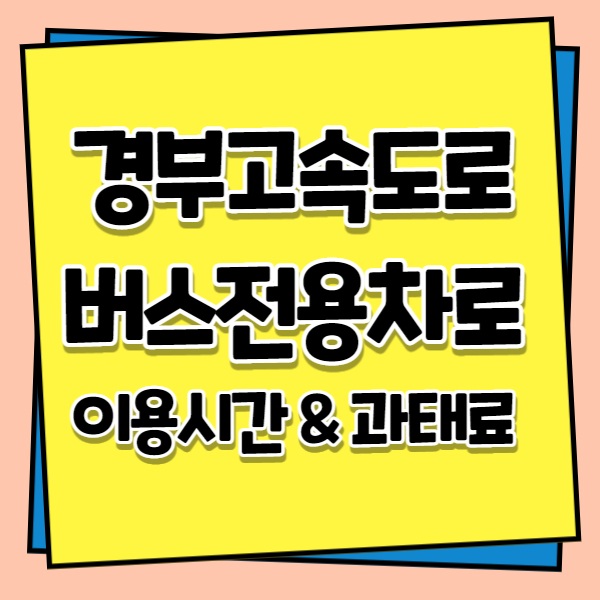 경부고속도로 버스전용차로 이용시간 및 과태료 정보