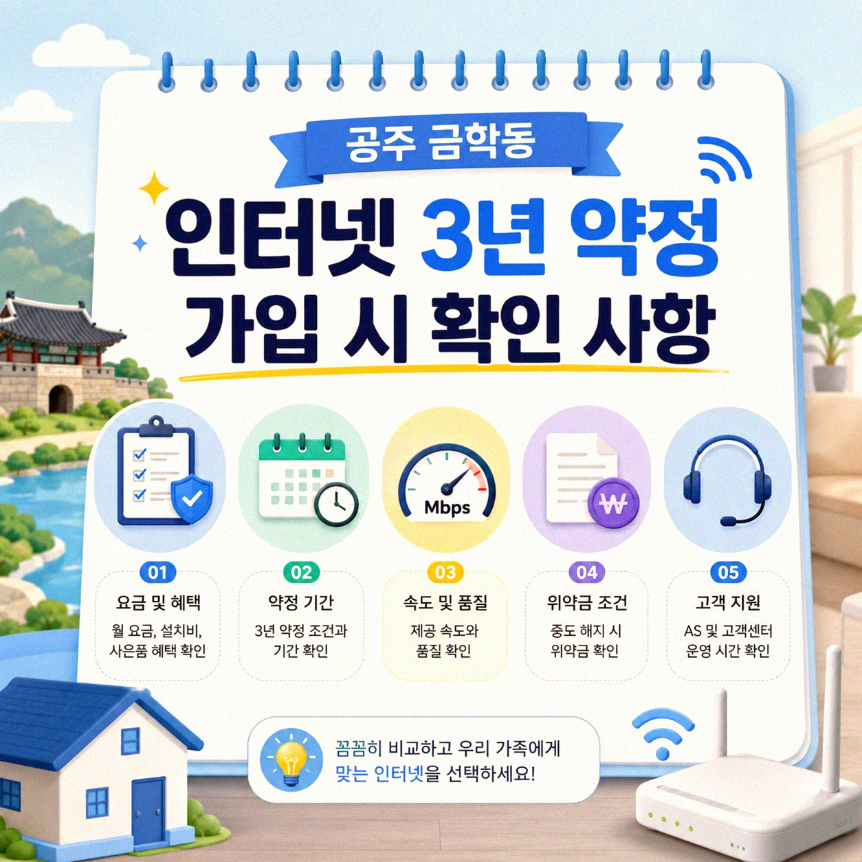 공주 금학동 인터넷 3년 약정, 신규 가입 고려사항