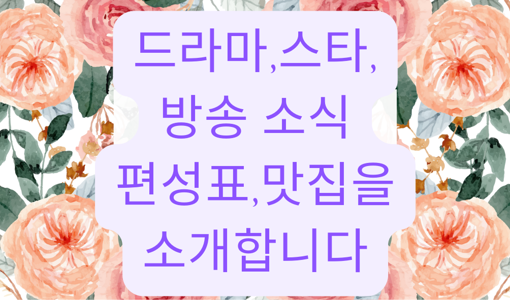 드라마 스타 방송 소식 편성표 맛집