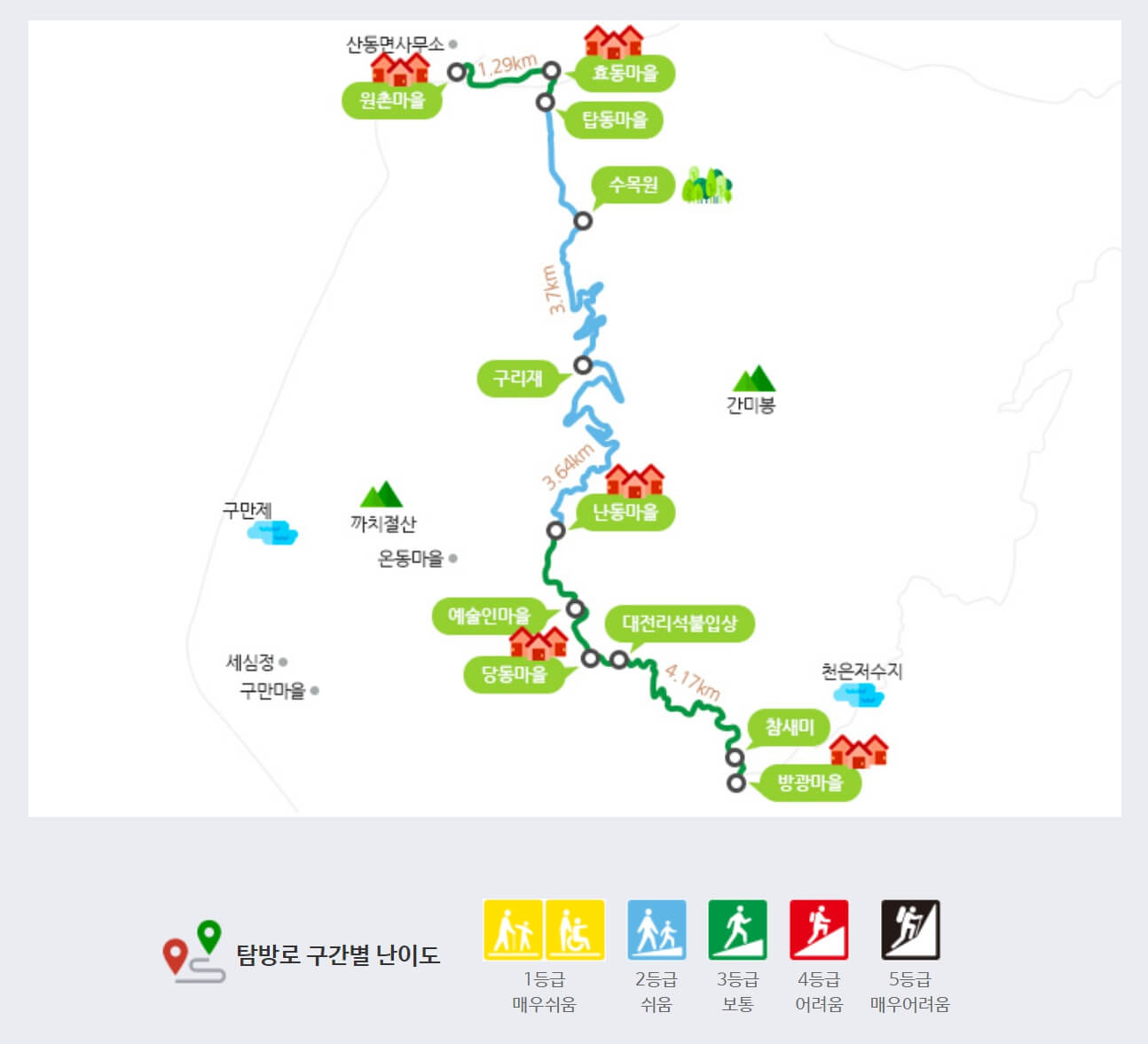 지리산 둘레길 방광-난동갈림길-구리재-탑동마을-산동 코스 소개