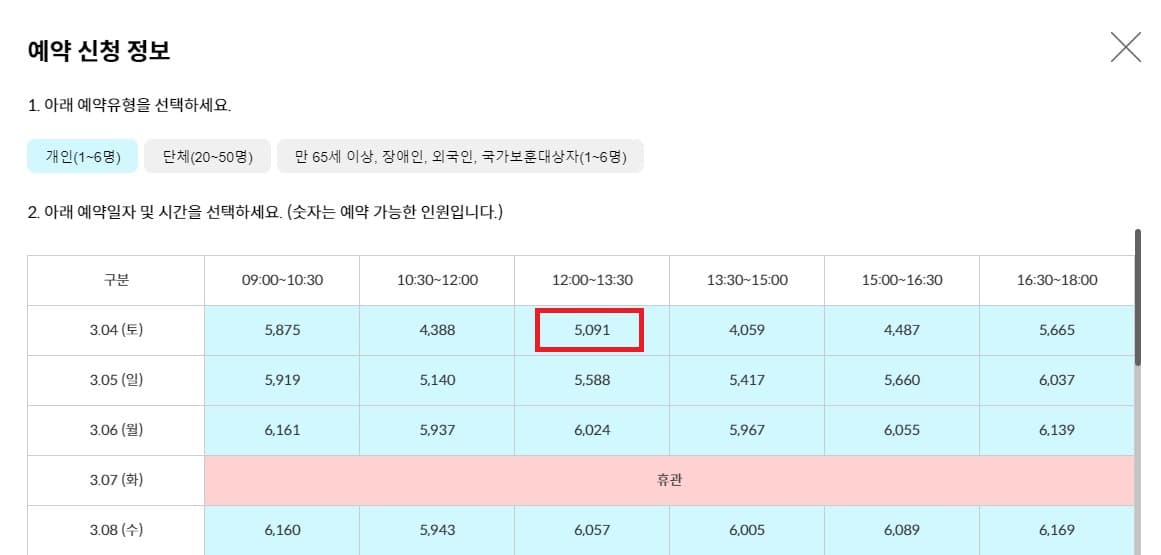 청와대_예약신청정보