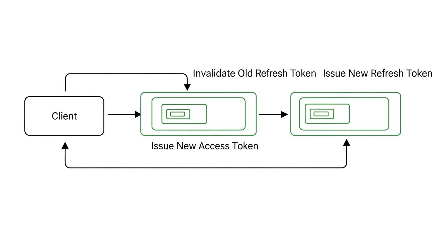 Refresh 토큰 회전 및 서버 저장소에서의 삭제와 재발급 흐름 다이어그램