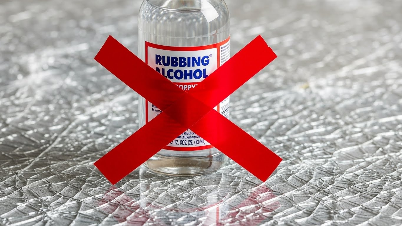 알코올 사용으로 인해 미세하게 갈라진 아크릴 표면(크랙)