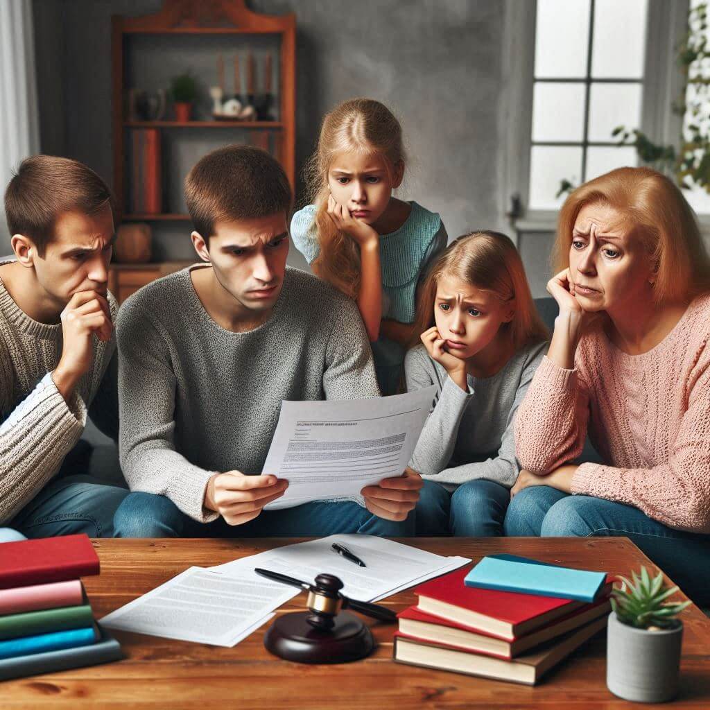 상속세 계산으로 세금폭탄을 맞은 가족들 걱정스러운 표정이다.