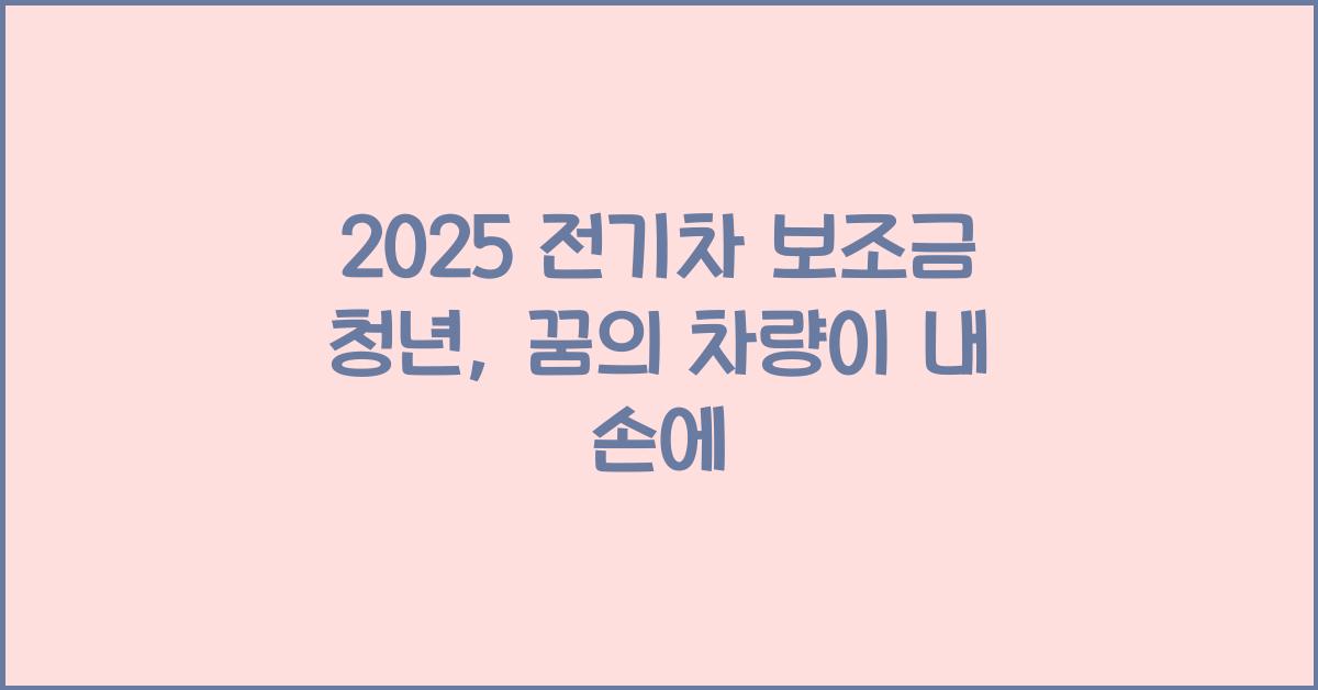 2025 전기차 보조금 청년