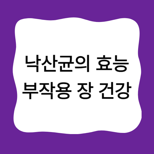 낙산균의 효능 부작용