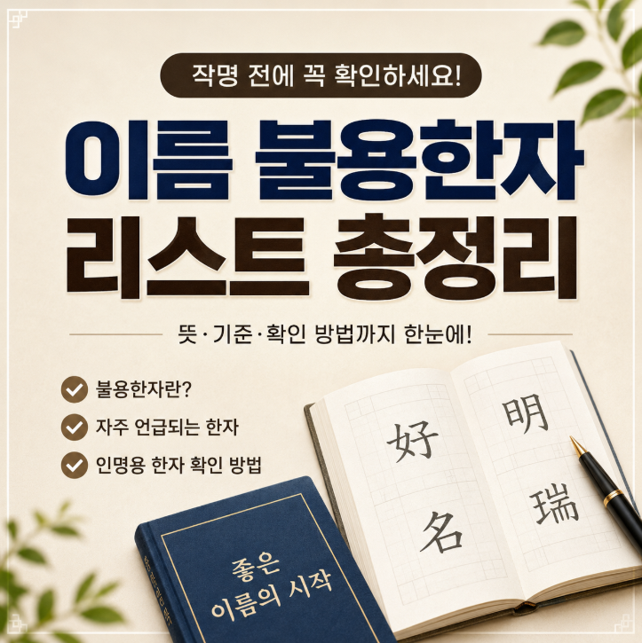 이름 불용한자 리스트 총정리|작명 전에 꼭 알아야 할 한자 기준1
