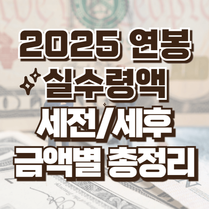 2025 연봉 실수령액 세전 세후 금액
