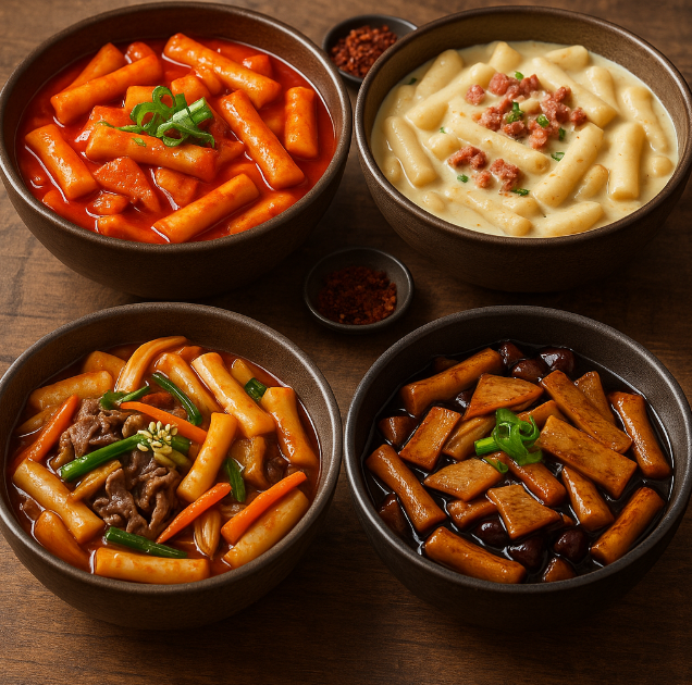 다양한 떡볶이 사진