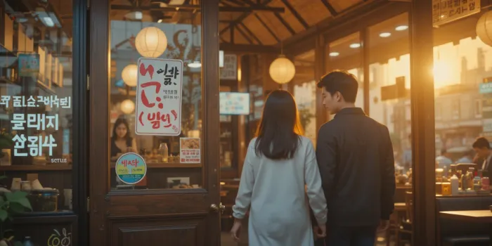 민생회복 지원금 스티커가 붙은 음식점으로 입장하는 고객들