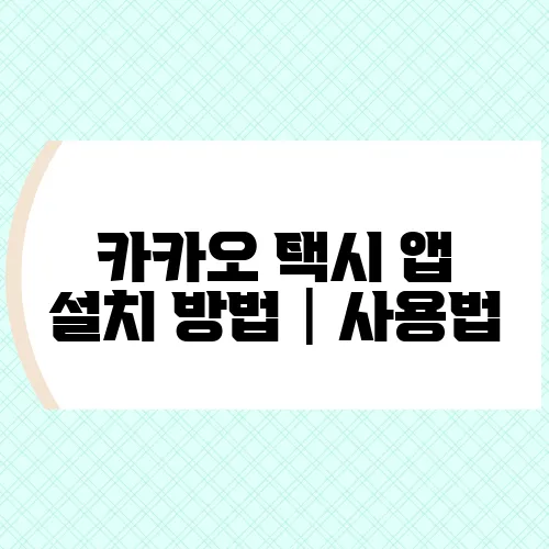 카카오 택시 앱 설치 방법│사용법