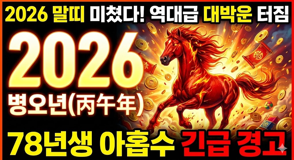 2026년 말띠 운세, 주인공은 나? 특히 '78년생' 아홉수 조심
