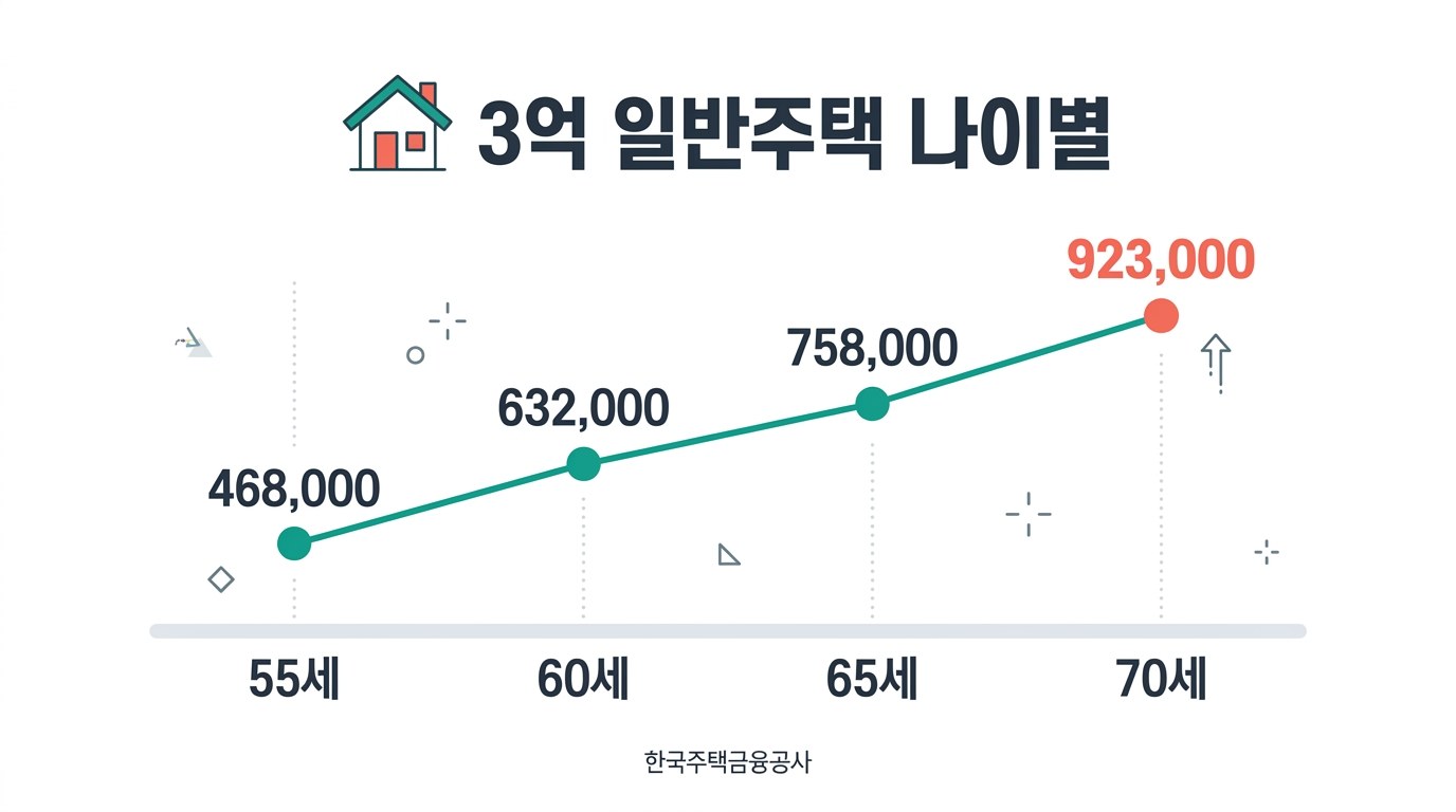 주택연금 계산기 3억 일반주택 나이별