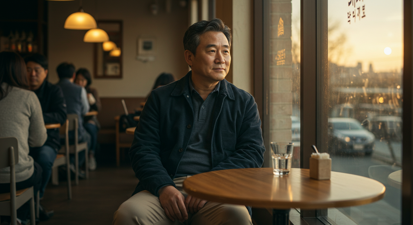 창밖을 바라보는 남성