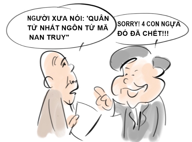 "꾸언 뜨 녓 응온"을 인용한 만평