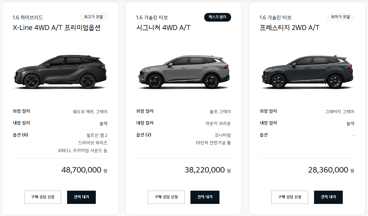 스포티지 가격
