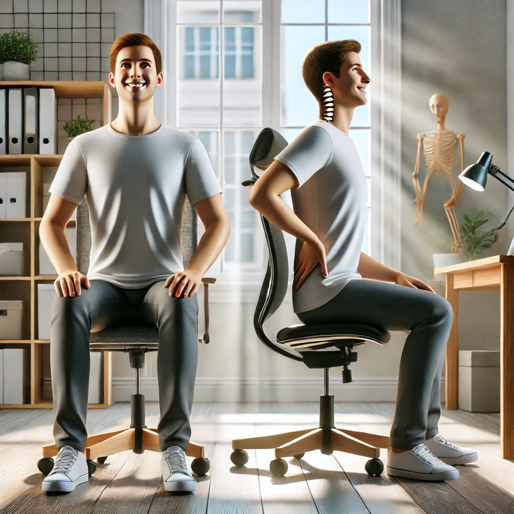 올바른 자세의 중요성을 시각적으로 표현한 이미지